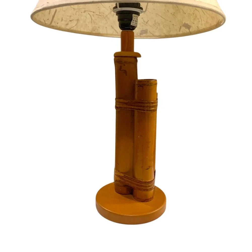 VTG Mid Century Bamboo Table Lamp Tarogo Japan Hollywood Regency Boho Coastal 16